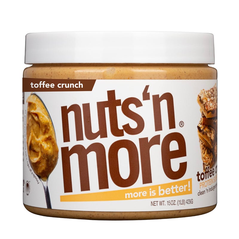 nuts'n more Nuts ‘N More Toffee Crunch Peanut Butter Spread - High Protein, Low Carb, Low Sugar, Gluten Free, Non-GMO, All-Natural Nut Butter Snack (15oz Jar) - Image 1